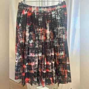 Fynn and Rose Abstract Pleated Midi Skirt Women's Size 8
